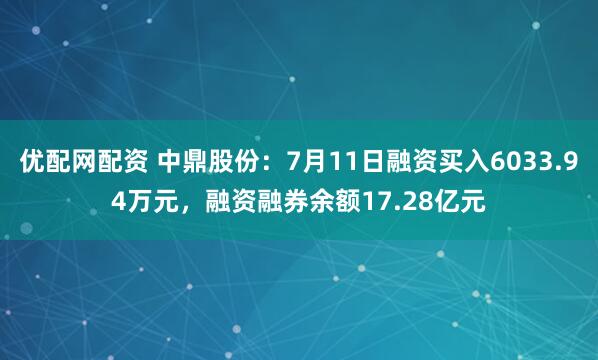优配网配资 中鼎股份：7月11日融资买入6033.94万元，融资融券余额17.28亿元
