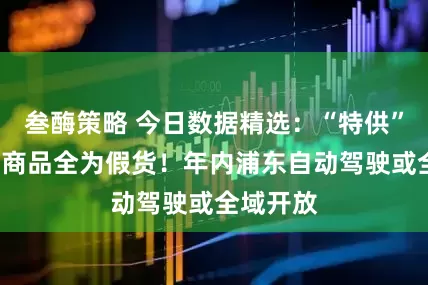 叁酶策略 今日数据精选：“特供”“专供”商品全为假货！年内浦东自动驾驶或全域开放